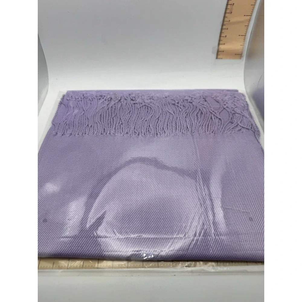 Vintage Chantelle Scarf Or Wrap Purple With Tassels - NOS